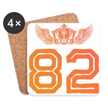 82 Zahl Krone - Untersetzer (4er-Set) - Weiß - Vorne
