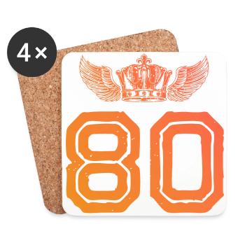 80 Zahl Krone - Untersetzer (4er-Set) - Weiß - Vorne