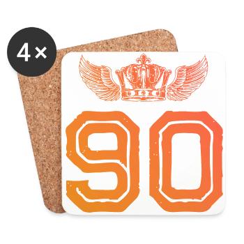 90 Zahl Krone - Untersetzer (4er-Set) - Weiß - Vorne