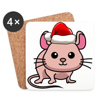 Souris BD Noël - Dessous de verre (lot de 4) - blanc - Devant