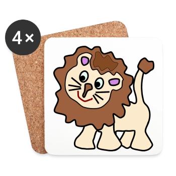 Cute funny brown lion - Coasters (set of 4) - white - Front