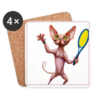 Tennis Sphynx Katze - Untersetzer (4er-Set) - Weiß - Vorne