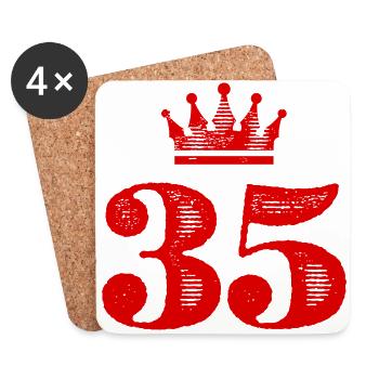 35 Numéro Couronne - Dessous de verre (lot de 4) - blanc - Devant