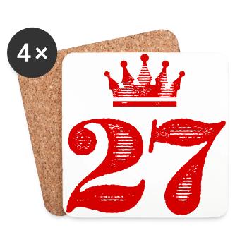 27 Zahl Krone - Untersetzer (4er-Set) - Weiß - Vorne