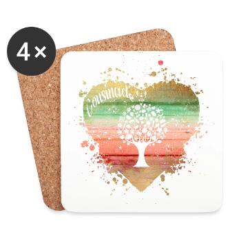 cousinade arbre coeur a personnaliser - Dessous de verre (lot de 4) - blanc - Devant