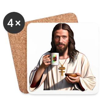 Jesus mochte Kaffee - Untersetzer (4er-Set) - Weiß - Vorne