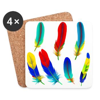 Plumes de perroquet - Dessous de verre (lot de 4) - blanc - Devant