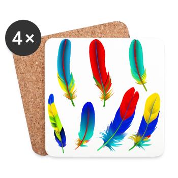 Plumes de perroquet - Dessous de verre (lot de 4) - blanc - Devant