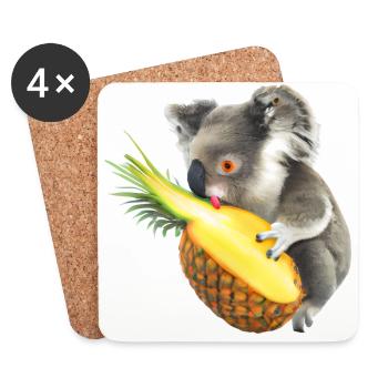 Koala et ananas - Dessous de verre (lot de 4) - blanc - Devant