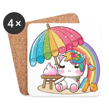 Rainbow unicorn for children - colorful and cheerful - Coasters (set of 4) - white - Front