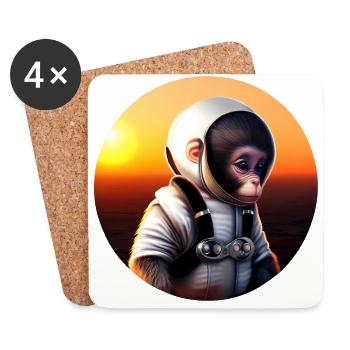 Affe Astronaut - Untersetzer (4er-Set) - Weiß - Vorne