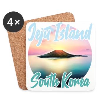 L’île de Jeju au coucher du soleil - Dessous de verre (lot de 4) - blanc - Devant