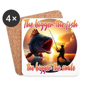 Plus le poisson est gros, plus le sourire est grand - Dessous de verre (lot de 4) - blanc - Devant