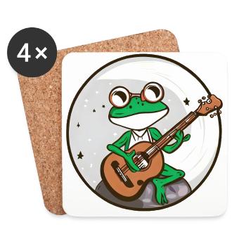 Mondschein Frosch mit Gitarre - Untersetzer (4er-Set) - Weiß - Vorne