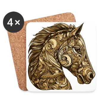 Horse Head Animal - Coasters (set of 4) - white - Front