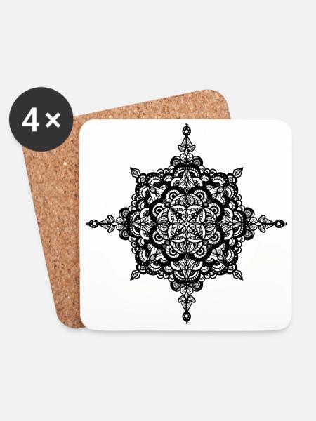 Mandala - Untersetzer (4er-Set) - Weiß