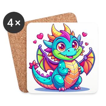 Farbenfroher Drache - Untersetzer (4er-Set) - Weiß - Vorne