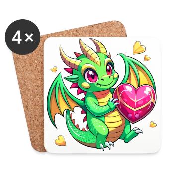 Dragon coloré - Dessous de verre (lot de 4) - blanc - Devant