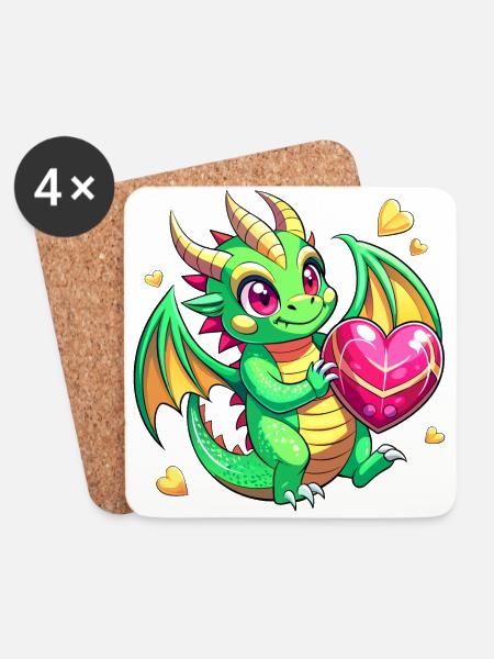 Colorful Dragon - Coasters (set of 4) - white