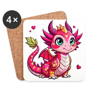 Farbenfroher Drache - Untersetzer (4er-Set) - Weiß - Vorne