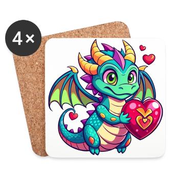 Dragon coloré - Dessous de verre (lot de 4) - blanc - Devant