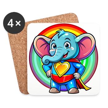 Superhero Elephant - Coasters (set of 4) - white - Front