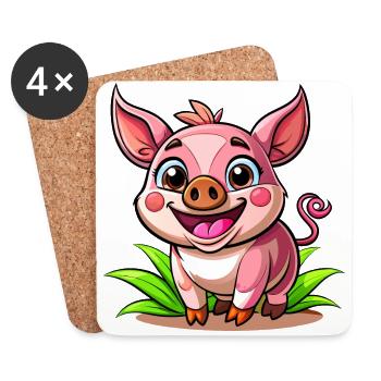 Cochon joyeux - Dessous de verre (lot de 4) - blanc - Devant