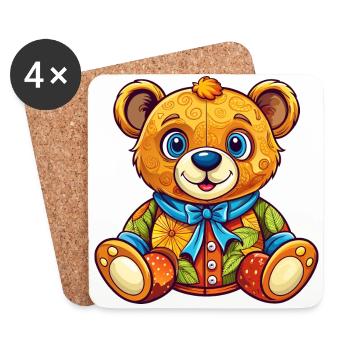 Peluche colorée - Dessous de verre (lot de 4) - blanc - Devant