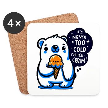 It is never too cold for icecream - Coasters (set of 4) - white - Front