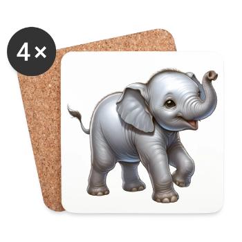 Cute Elephant Design (Baby Elephant) - Coasters (set of 4) - white - Front