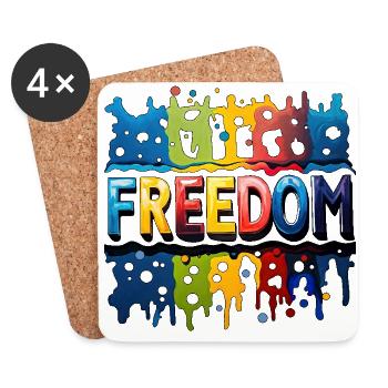 Freedom, Free - Coasters (set of 4) - white - Front