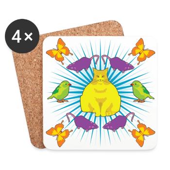 Kattguden! - Coasters (set of 4) - white - Front