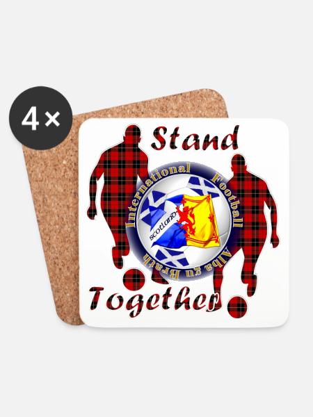 Scotland nation football red tartan stand together - Coasters (set of 4) - white