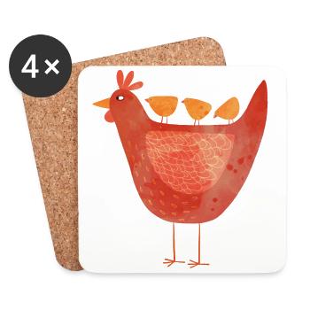 Hen and Chicks - Coasters (set of 4) - white - Front