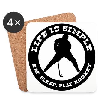 Das Leben ist einfach. Eat, Sleep, Play Hockey - Untersetzer (4er-Set) - Weiß - Vorne