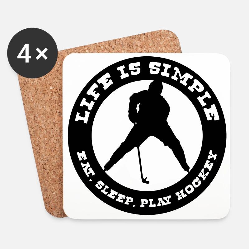 Das Leben ist einfach. Eat, Sleep, Play Hockey - Untersetzer (4er-Set) - Weiß