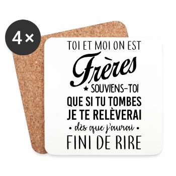 On est frères - Dessous de verre (lot de 4) - blanc - Devant