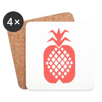 Pineapple motif - Coasters (set of 4) - white - Front