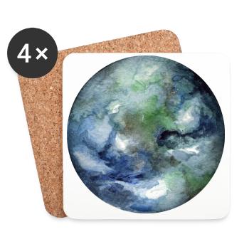 Planète Terre - Dessous de verre (lot de 4) - blanc - Devant