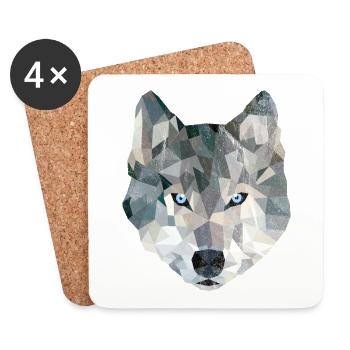 Geometrischer Wolf - Untersetzer (4er-Set) - Weiß - Vorne
