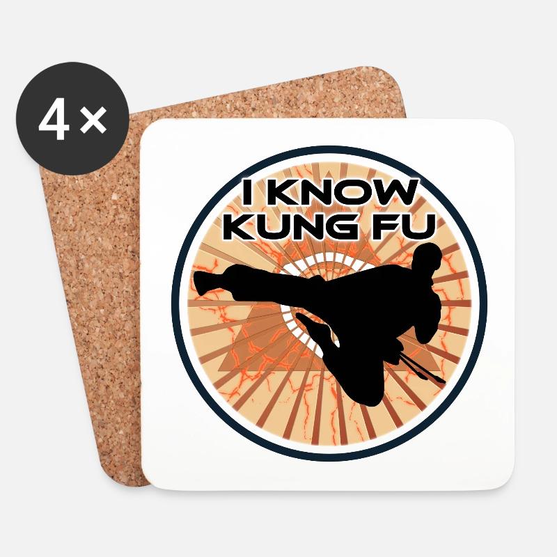 I know Kung Fu Ich kann Kung Fu - Untersetzer (4er-Set) - Weiß