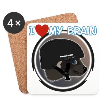 I love my brain Wolverine don't care - Untersetzer (4er-Set) - Weiß - Vorne