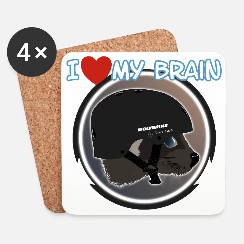 I love my brain Wolverine don't care - Untersetzer (4er-Set) - Weiß