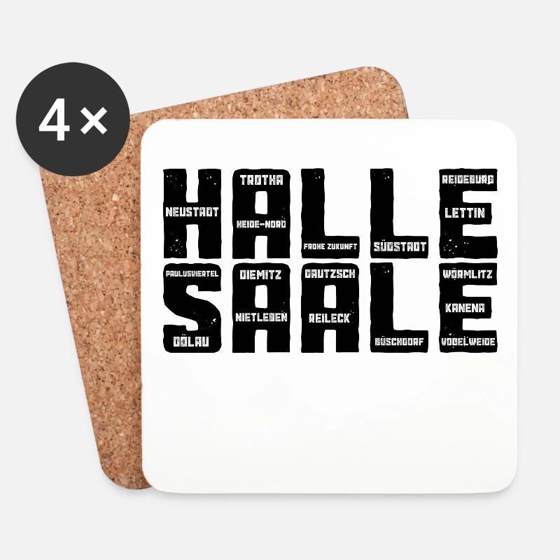 Halle/Saale mit Stadtteilen - Untersetzer (4er-Set) - Weiß