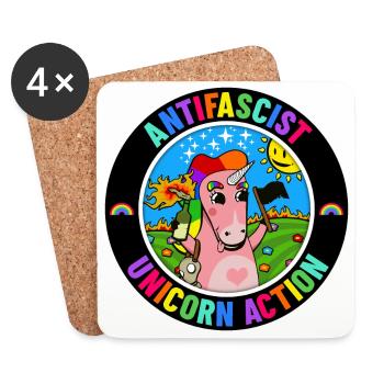 Antifascist Unicorn Action - Untersetzer (4er-Set) - Weiß - Vorne
