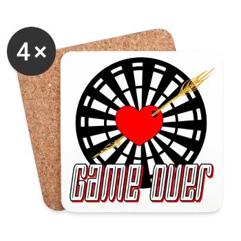 Fléchettes avec flèche dans le cœur Game over - Dessous de verre (lot de 4) - blanc - Devant