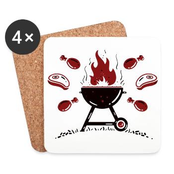 Grill grilled meat - Coasters (set of 4) - white - Front