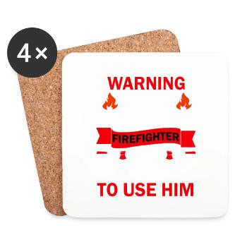 Feuerwehr Firefighter Feuerwehrmann - Untersetzer (4er-Set) - Weiß - Vorne