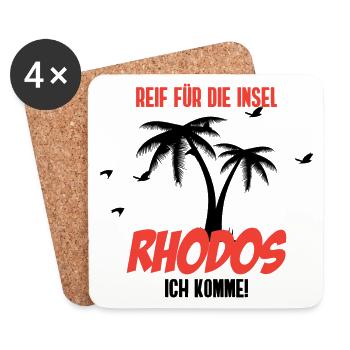 Urlaub – Shirt Strandurlaub Rhodos Geschenk - Untersetzer (4er-Set) - Weiß - Vorne