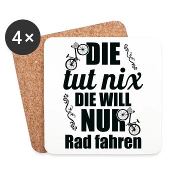 Fahrrad – Shirt Radsport Drahtesel Geschenk - Untersetzer (4er-Set) - Weiß - Vorne